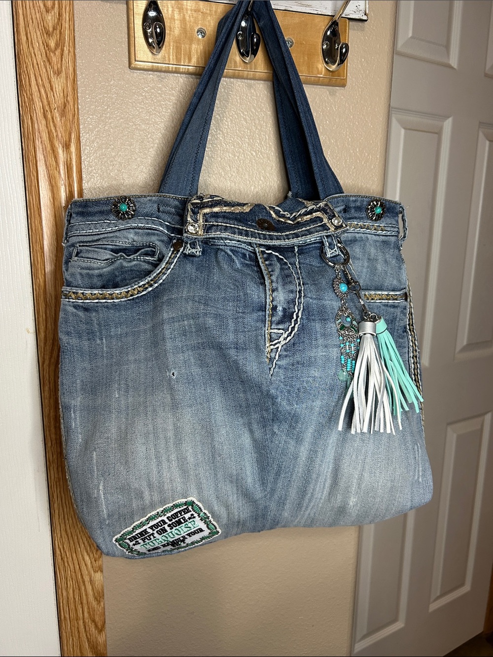 HAND CRAFTED Denim Shoulder Bag Made from Cowgirl Jeans